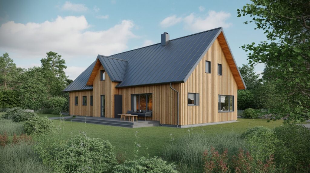 hus med papptak i villaomrade